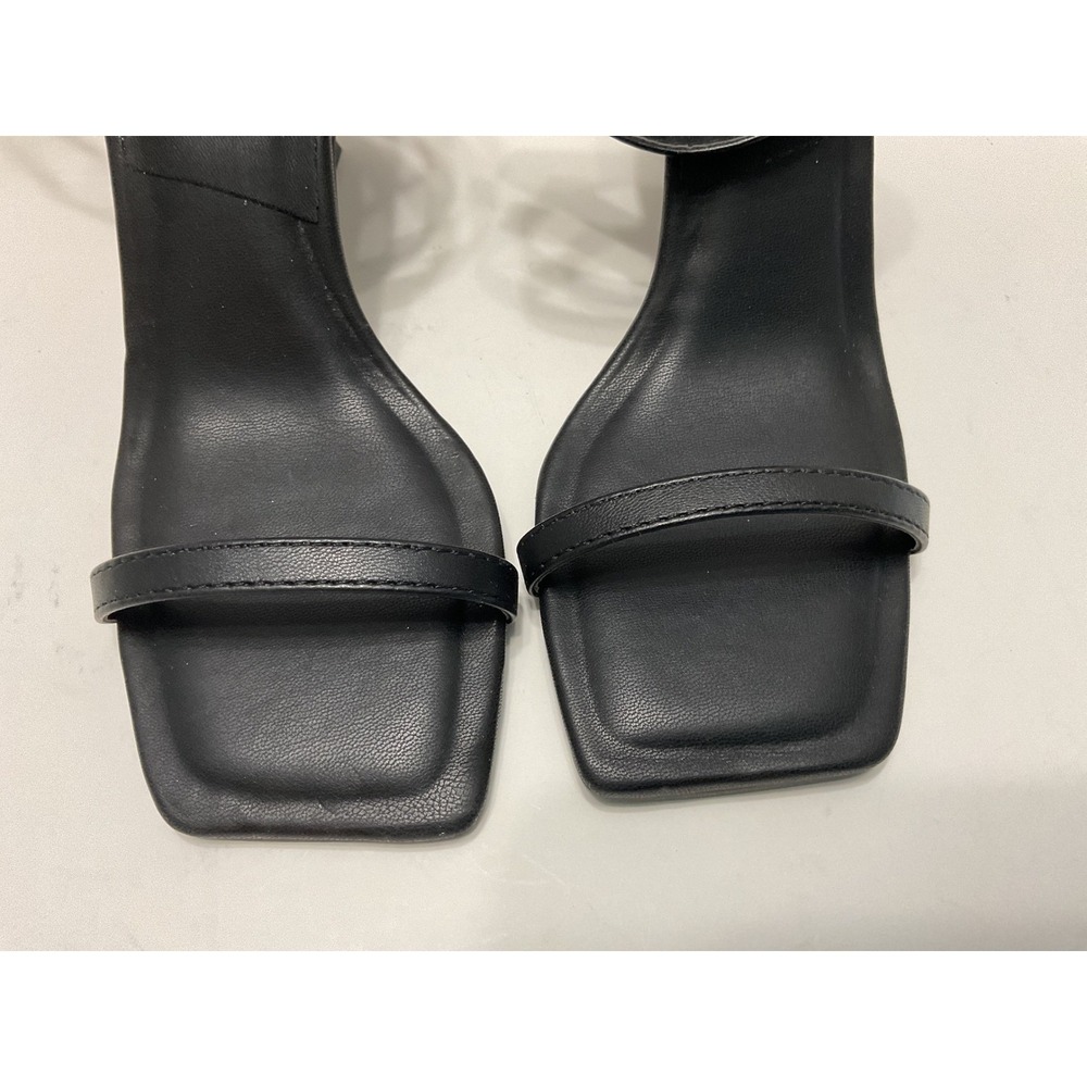Qupid Anessa-01 Black Strappy Square Toe Stiletto Heel Sandals Womens Size 6 NEW - Picture 3 of 10